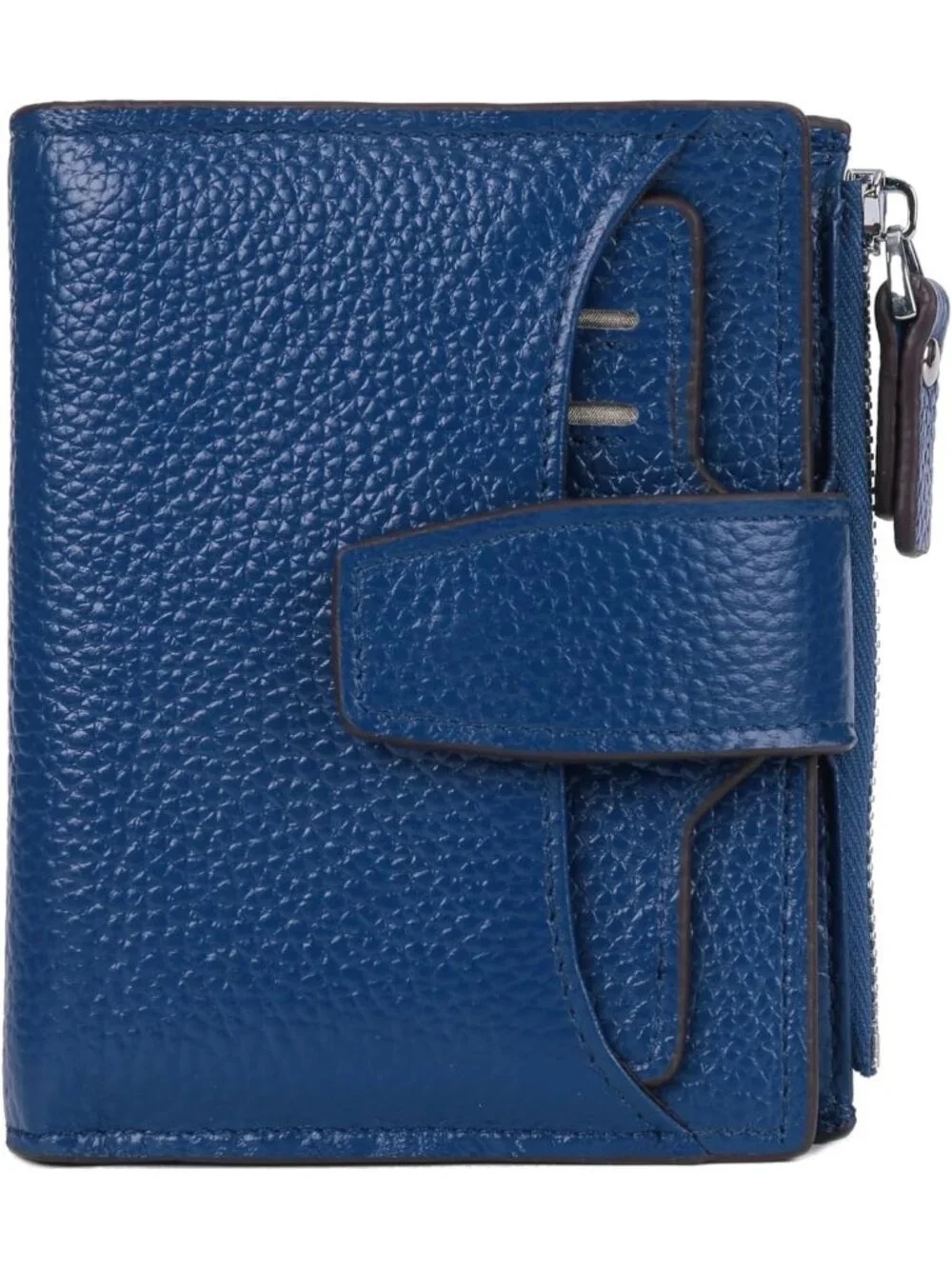 Compact RFID Blocking Leather Wallet with Zipper Pocket & ID Window - Perfect